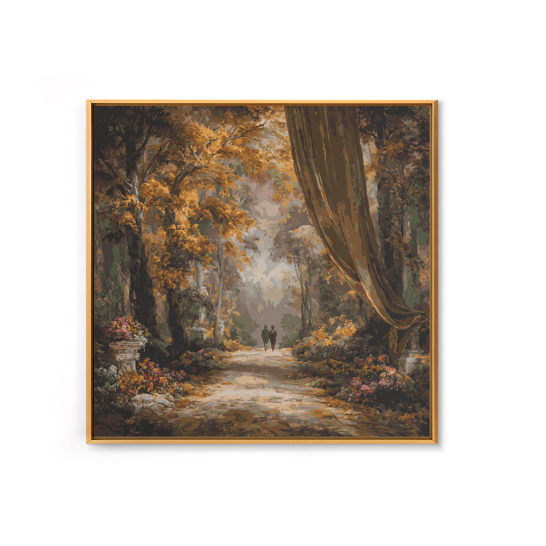 Autumn Forest Road Framed Canvas Print, Traditional Art, Japanese Art, Living Room Decor, Fine Art, Classic, Gallery Decor, TRA-1x1-64