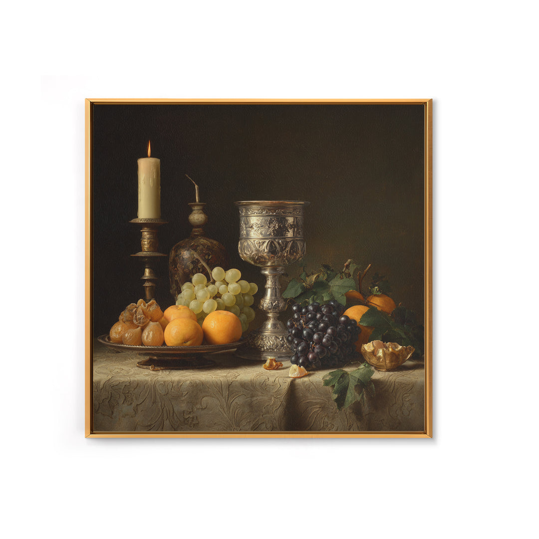 Dutch Fruit and Silver Goblet Still Life Canvas Print, Traditional Art, Japanese Decor, Living Room Decor, Fine Art, Classic, TRA-1x1-76