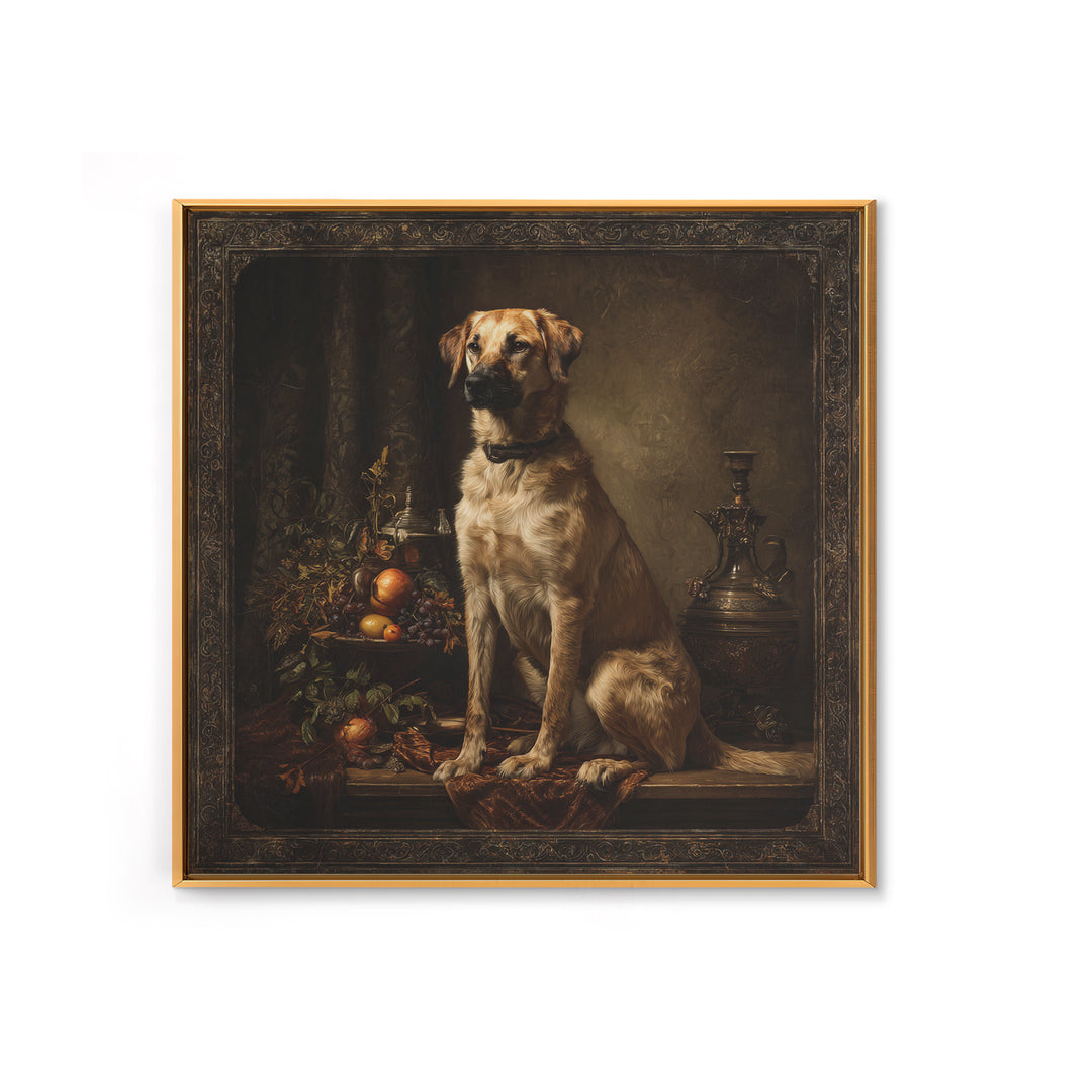 Hunting Dog Portrait Framed Canvas Print, Traditional Art, Landscape, Living Room Decor, Fine Art, Classic, Textured Painting, TRA-1x1-84