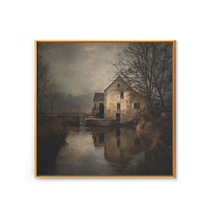 Watermill Beside a Quiet Stream Canvas Print, Traditional Art, Contemporary Art, Living Room Decor, Fine Art, Classic, TRA-1x1-89
