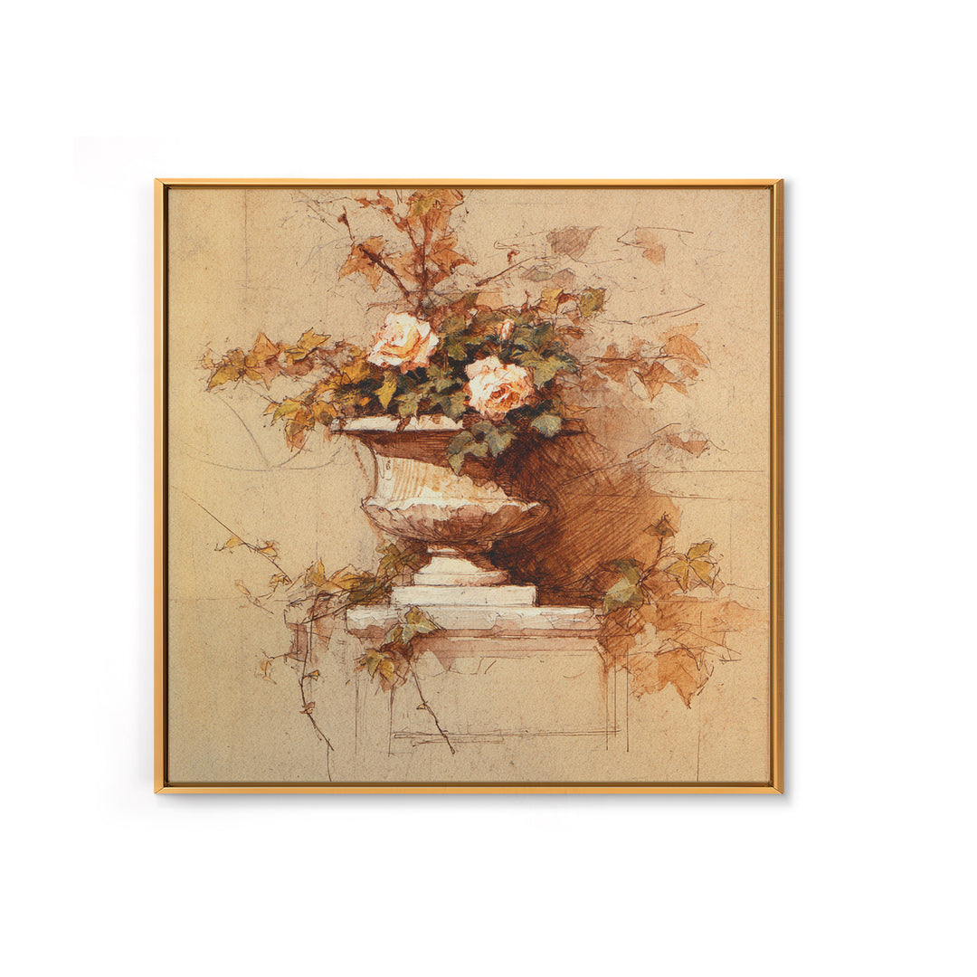 Basket of Apples and Pears on Linen Canvas Print, Traditional Art, Neutral Decor, Living Room Decor, Fine Art, Classic, TRA-1x1-90
