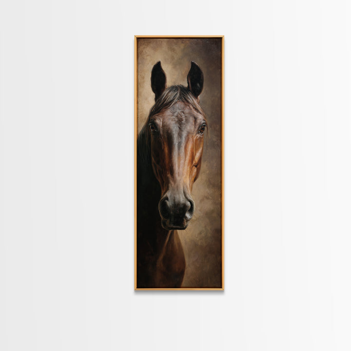 Realistic Horse Portrait Framed Canvas Print, Traditional Art, Wall Hanging, Living Room Decor, Classic, Japanese Decor, TRA-1x3-15