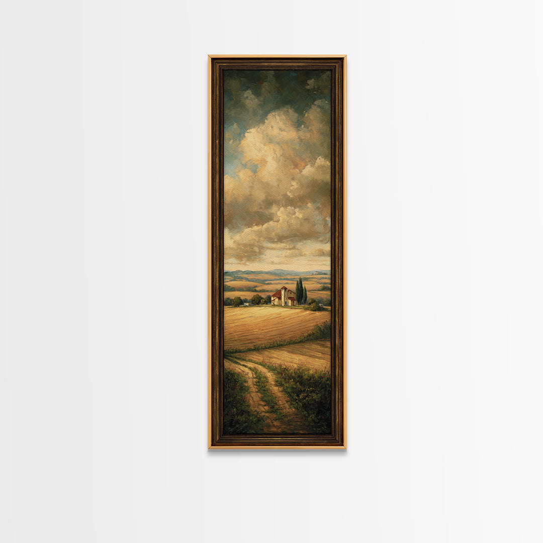 Barn and Farmland Canvas Print, Traditional Art, Boho, Living Room Decor, Fine Art, Classic, Indian Wall Art, Japanese Decor, TRA-1x3-35