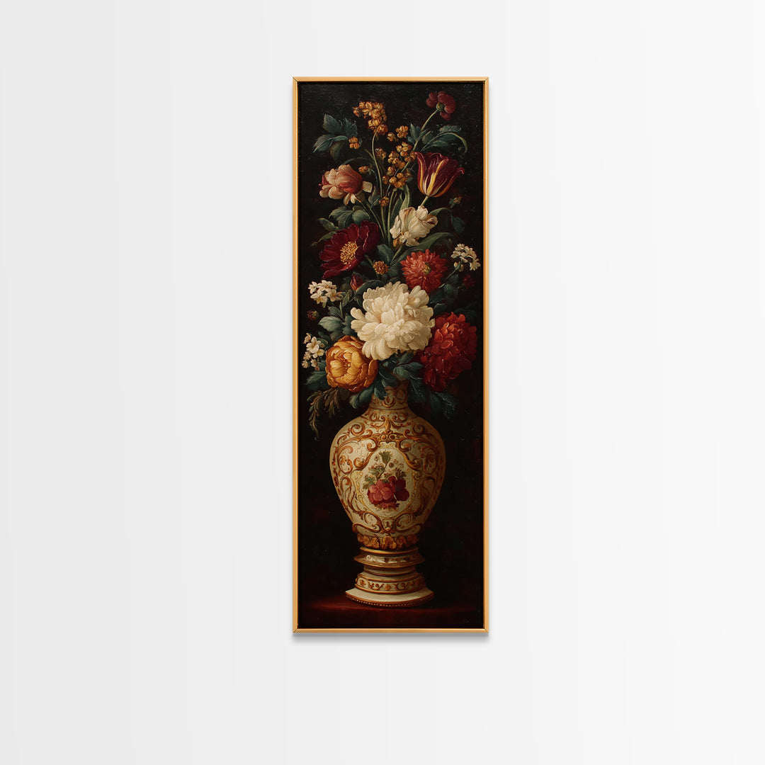 Formal Floral Still Life Canvas Print, Traditional Art, Gallery Decor, Living Room Decor, Fine Art, Classic, Wall Art, TRA-1x3-38
