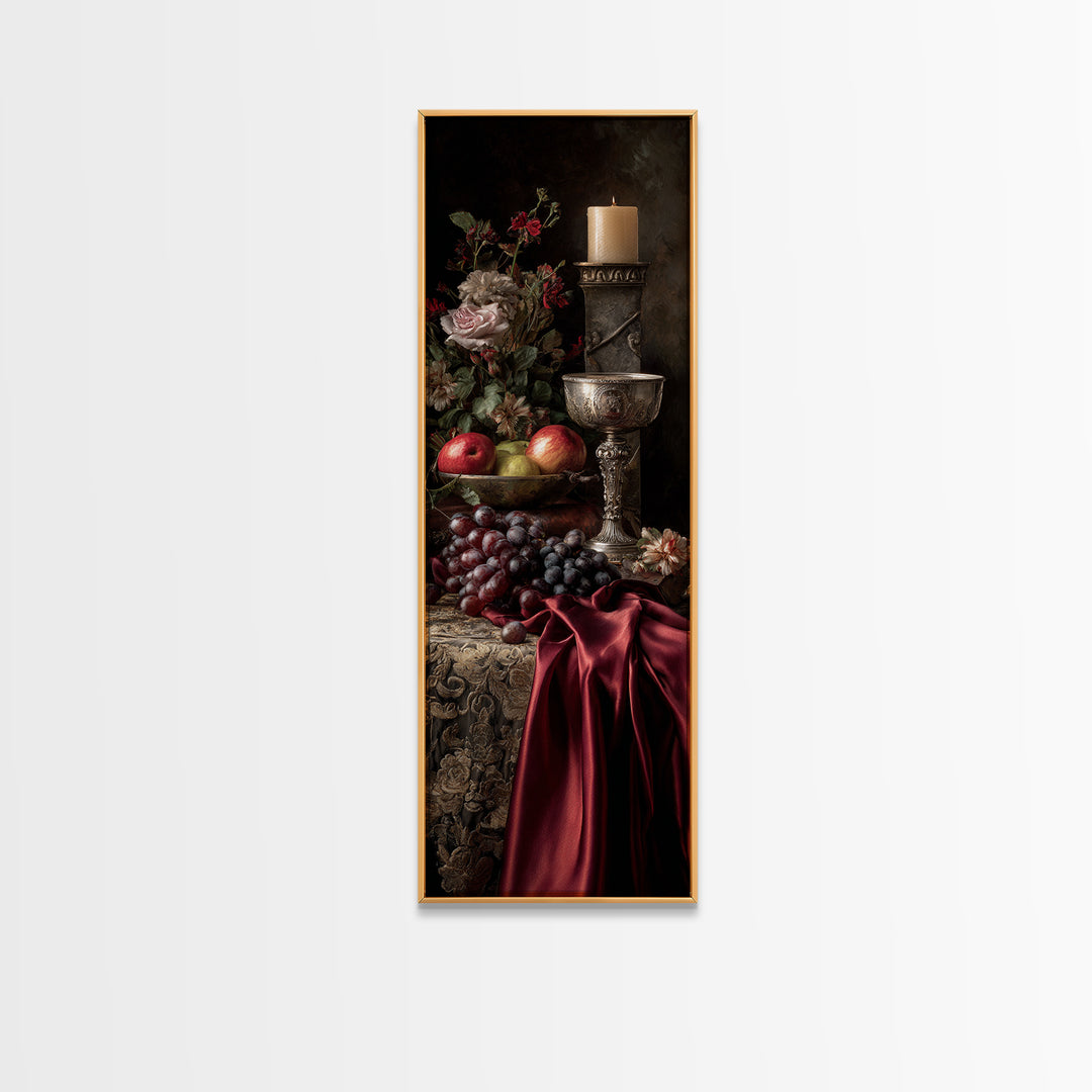 Dutch Fruit and Silver Goblet Still Life Canvas Print, Traditional Art, Artwork, Living Room Decor, Fine Art, Classic, TRA-1x3-40