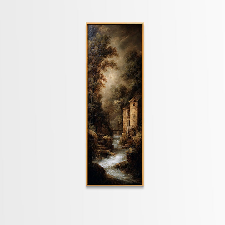 Watermill Beside a Quiet Stream Canvas Print, Traditional Art, Fine Art Print, Living Room Decor, Fine Art, Classic, Wall Decor, TRA-1x3-5
