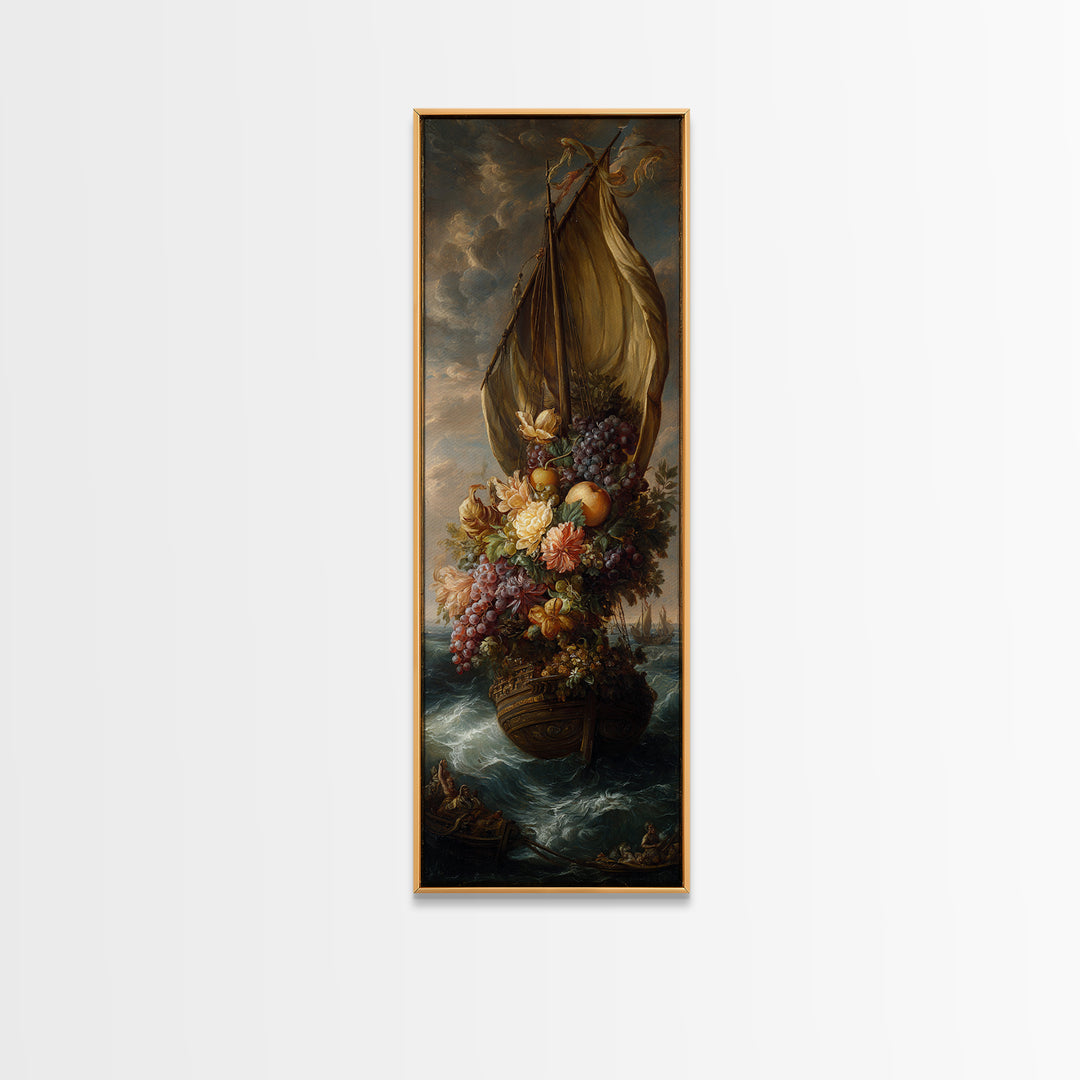 Ship at Sea Framed Canvas Print, Traditional Art, Fine Art Print, Living Room Decor, Fine Art, Classic, Wall Decor, Painting, TRA-1x3-74