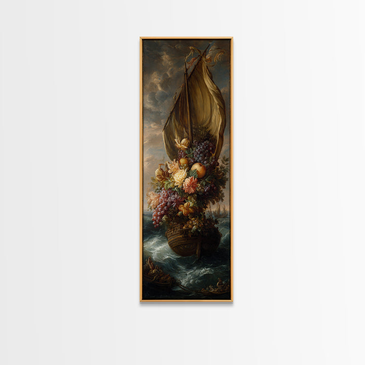 Ship at Sea Framed Canvas Print, Traditional Art, Fine Art Print, Living Room Decor, Fine Art, Classic, Wall Decor, Painting, TRA-1x3-74