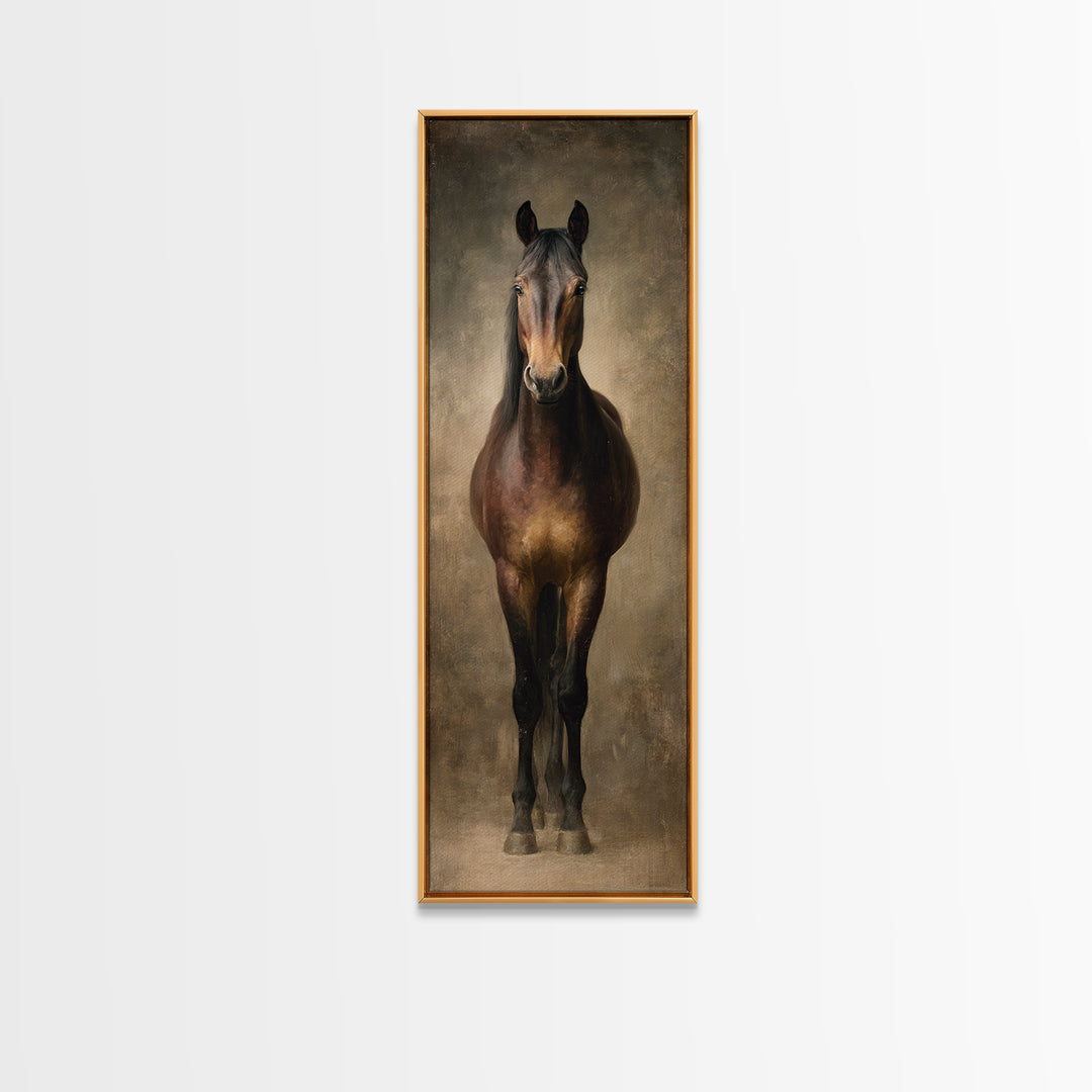 Realistic Horse Portrait Framed Canvas Print, Traditional Art, Statement Artwork, Living Room Decor, Fine Art, Classic, TRA-1x3-87