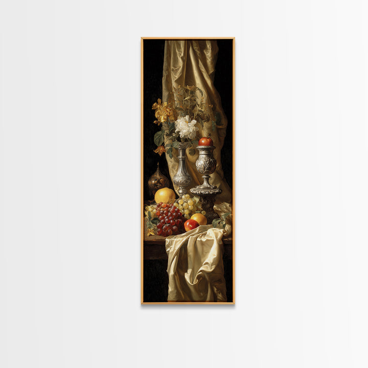 Dutch Fruit and Silver Goblet Still Life Canvas Print, Traditional Art, Japanese Decor, Living Room Decor, Fine Art, Classic, TRA-1x3-88