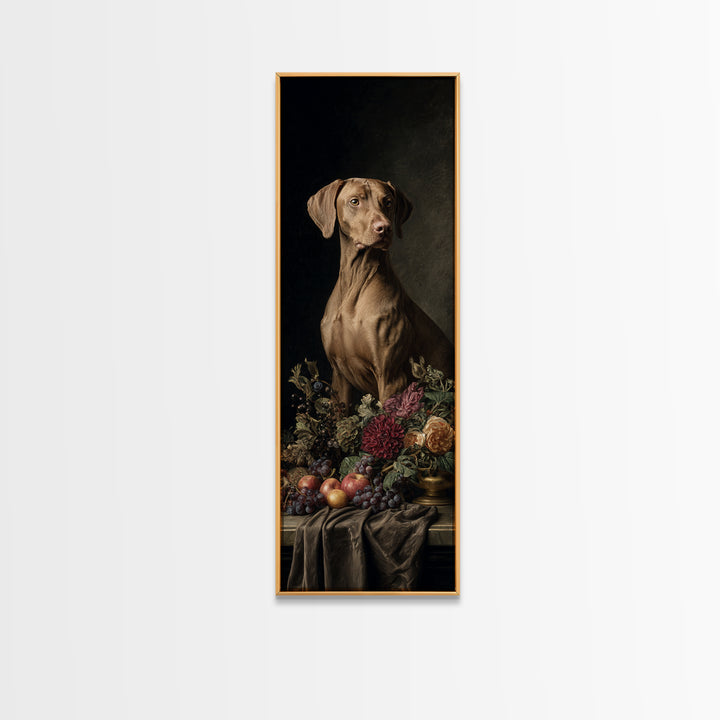 Hunting Dog Portrait Framed Canvas Print, Traditional Art, Landscape, Living Room Decor, Fine Art, Classic, Textured Painting, TRA-1x3-96