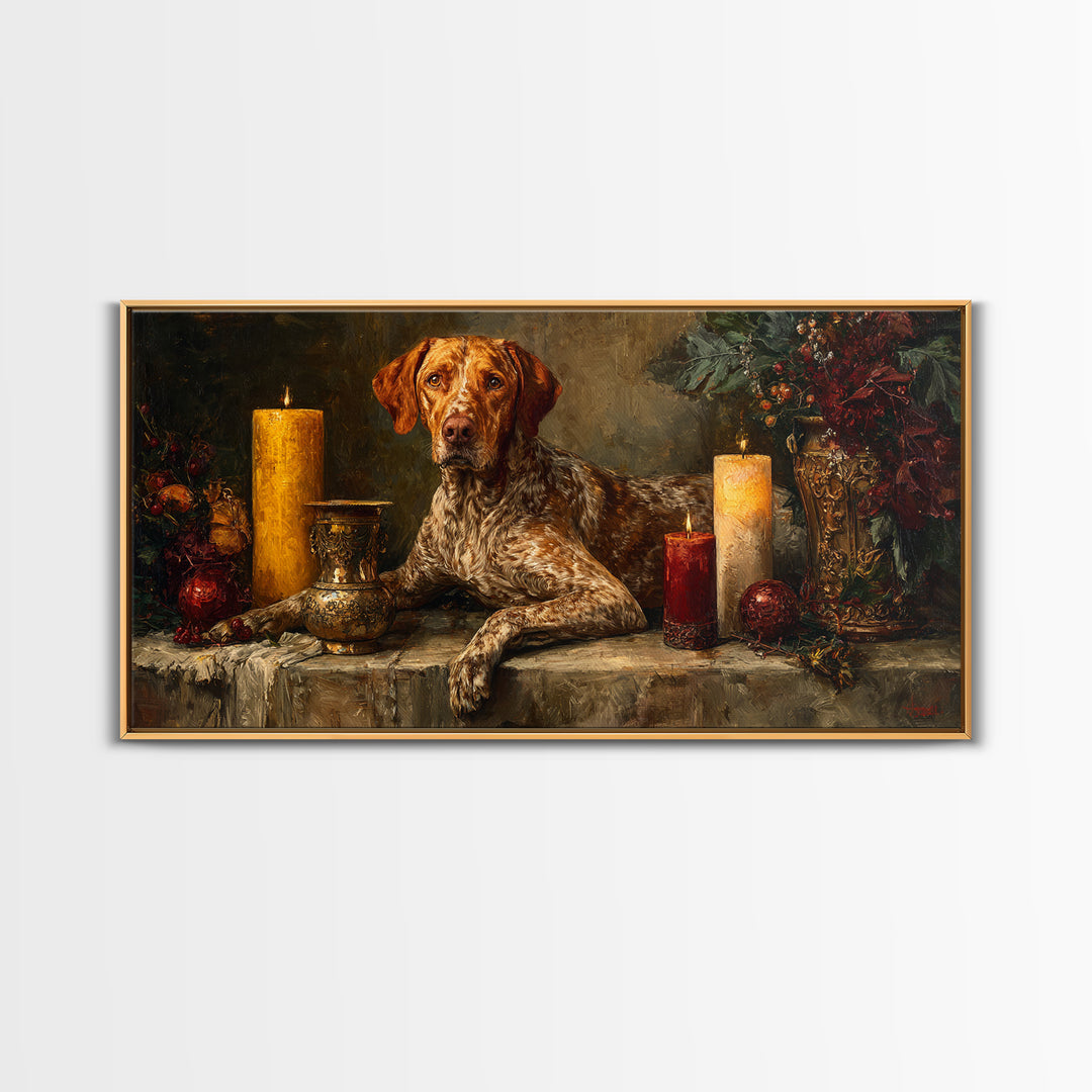 Hunting Dog Portrait Canvas Print, Traditional Art, Wall Art, Living Room Decor, Oil Painting, Classic, Artwork, Original Art, TRA-2x1-32