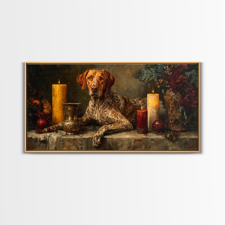 Hunting Dog Portrait Canvas Print, Traditional Art, Wall Art, Living Room Decor, Oil Painting, Classic, Artwork, Original Art, TRA-2x1-32