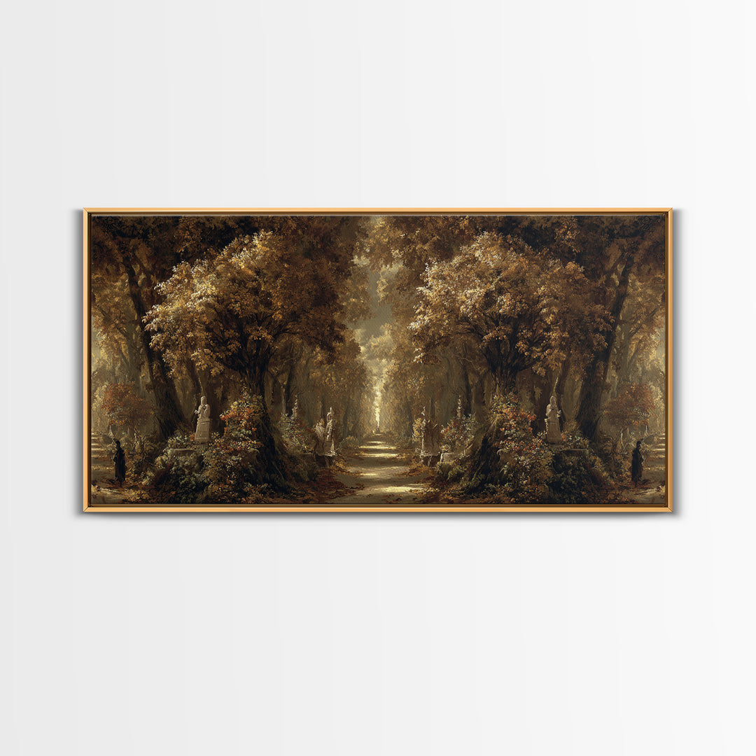 Autumn Forest Road Framed Canvas Print, Traditional Art, Art Print, Living Room Decor, Fine Art, Classic, Custom Art, TRA-2x1-60