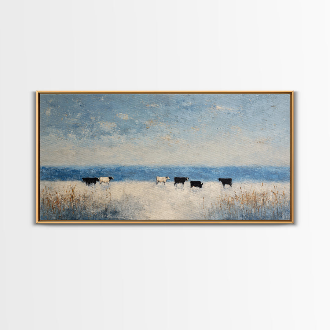 Snowy Village Landscape at Twilight Canvas Print, Traditional Art, Japanese Art, Living Room Decor, Fine Art, Classic, TRA-2x1-63