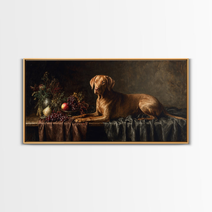 Hunting Dog Portrait Framed Canvas Print, Traditional Art, Luxury Decor, Living Room Decor, Fine Art, Classic, Art Print, TRA-2x1-8