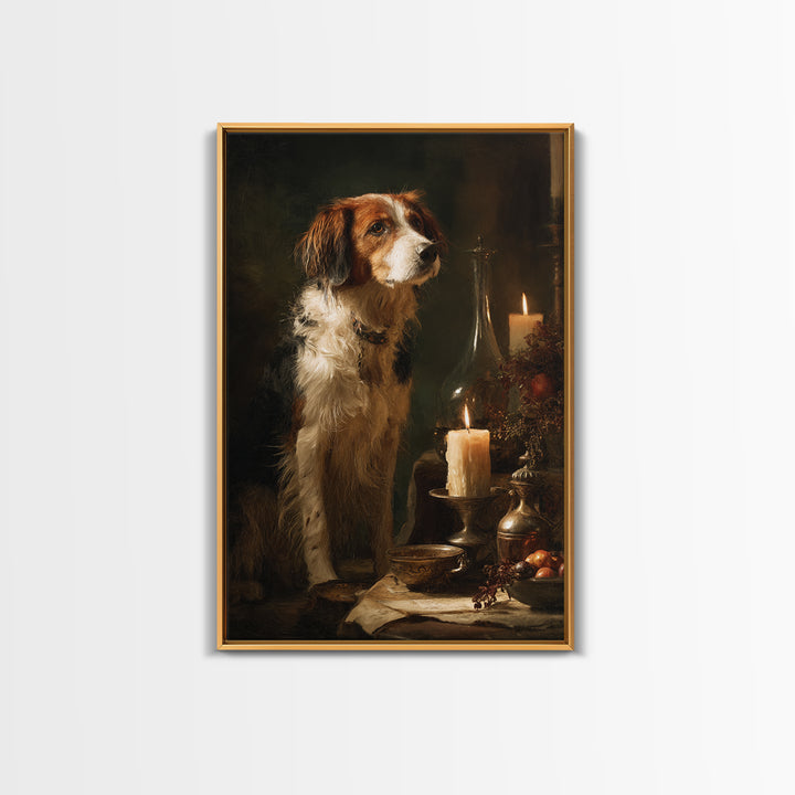 Hunting Dog Portrait Framed Canvas Print, Traditional Art, Digital Print, Living Room Decor, Oil Painting, Classic, Indian Art, TRA-2x3-20
