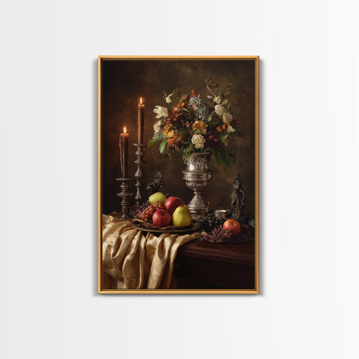 Dutch Fruit and Silver Goblet Still Life Canvas Print, Traditional Art, Pokemon Poster, Living Room Decor, Classic, Art Print, TRA-2x3-36