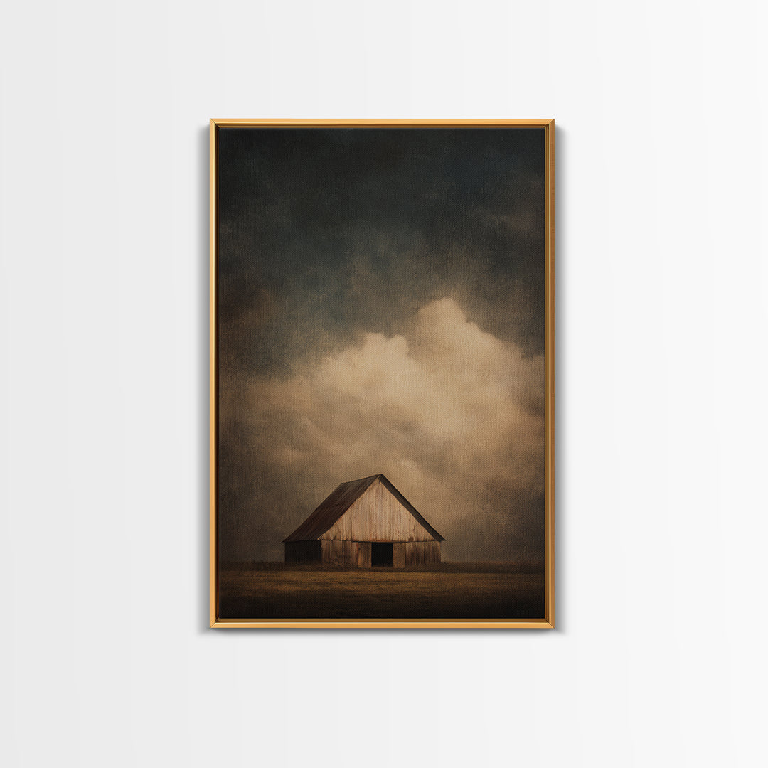 Barn and Farmland Framed Canvas Print, Traditional Art, Digital Art, Living Room Decor, Fine Art, Classic, Custom Art, TRA-2x3-55