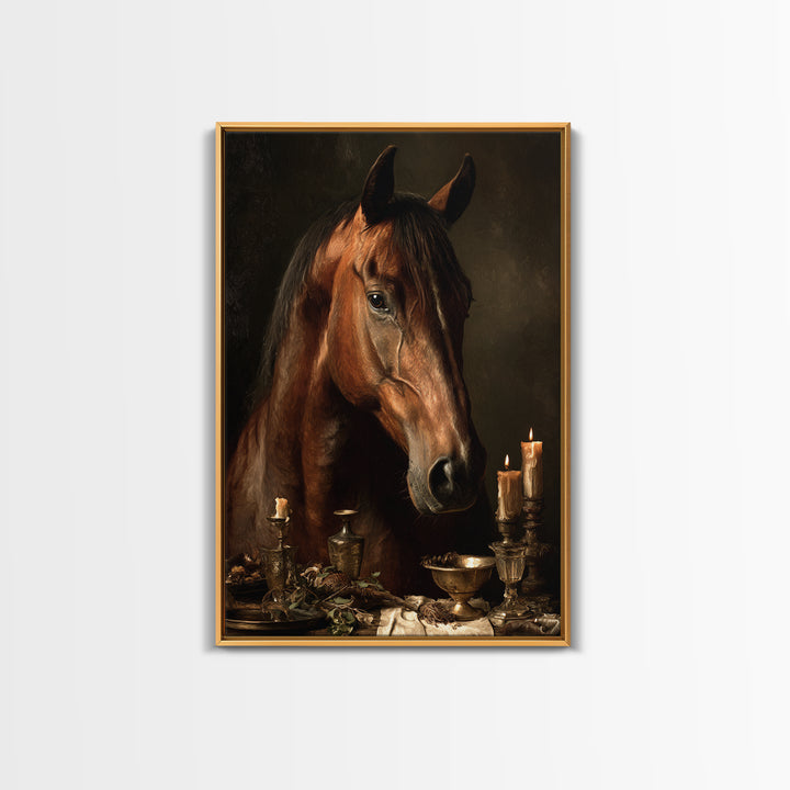Realistic Horse Portrait Framed Canvas Print, Traditional Art, Landscape, Living Room Decor, Fine Art, Classic, TRA-2x3-83