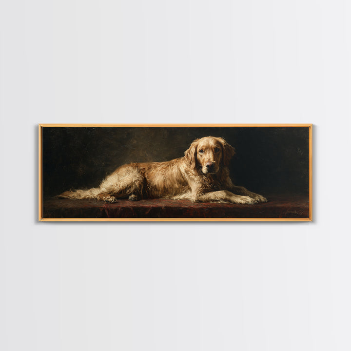 Hunting Dog Portrait Framed Canvas Print, Traditional Art, Dark Art, Living Room Decor, Oil Painting, Classic, Minimalist Decor, TRA-3x1-28