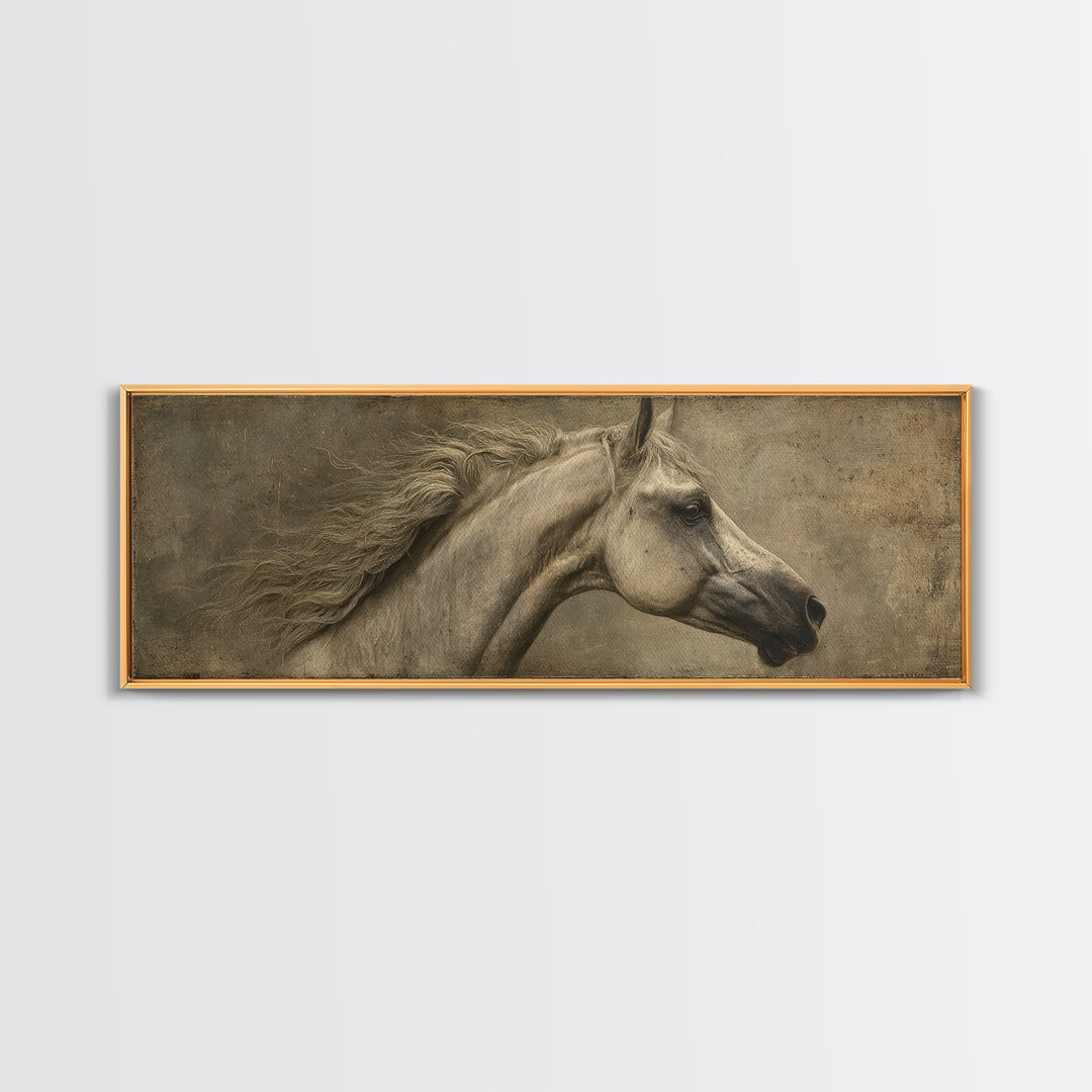 Realistic Horse Portrait Canvas Print, Traditional Art, Decor, Living Room Decor, Fine Art, Classic, Japanese Art, Custom Art, TRA-3x1-43