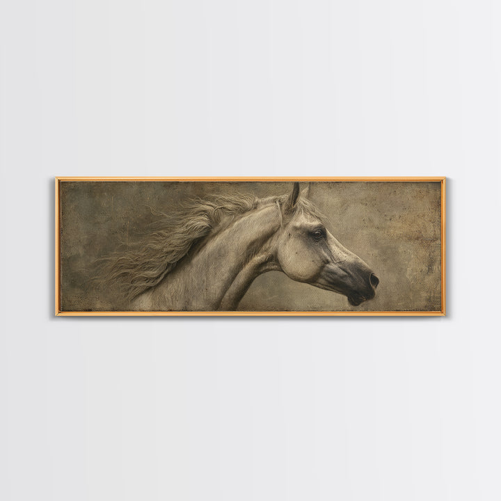 Realistic Horse Portrait Canvas Print, Traditional Art, Decor, Living Room Decor, Fine Art, Classic, Japanese Art, Custom Art, TRA-3x1-43