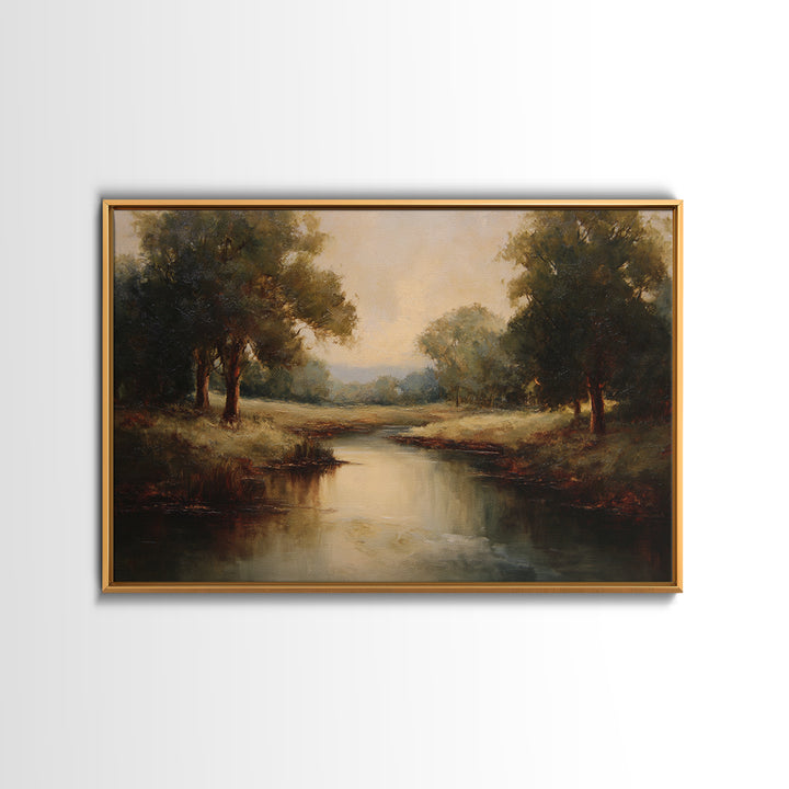 Classic Oil Painted Landscape Framed Canvas Print, Traditional Art, Indian Art, Living Room Decor, Oil Painting, Classic, TRA-3x2-5