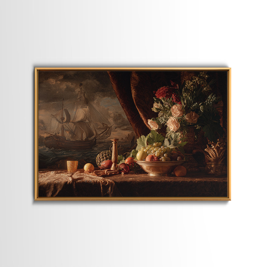 Ship at Sea Canvas Print, Traditional Art, Canvas Print, Living Room Decor, Fine Art, Classic, Neutral Decor, Modern Decor, TRA-3x2-66