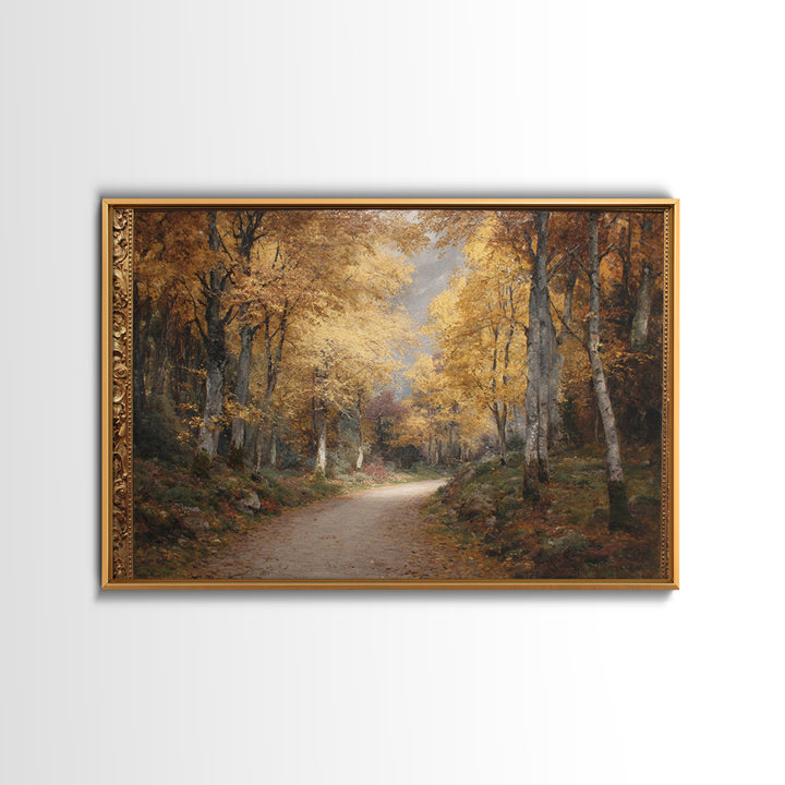 Autumn Forest Road Canvas Print, Traditional Art, Minimalist Decor, Living Room Decor, Oil Painting, Classic, Boho, TRA-3x2-68