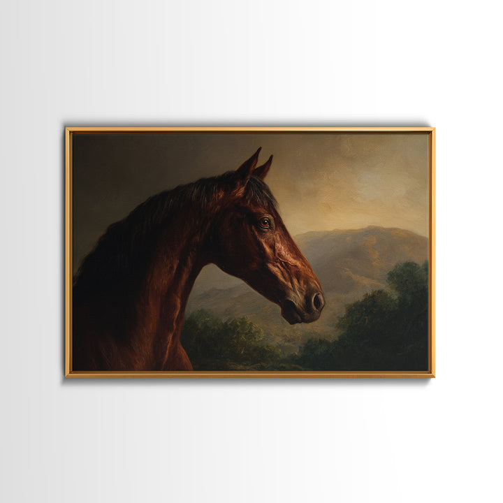 Realistic Horse Portrait Framed Canvas Print, Traditional Art, Wall Hanging, Living Room Decor, Classic, Japanese Decor, TRA-3x2-7