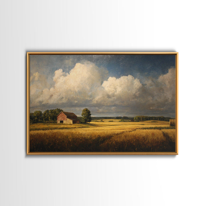 Barn and Farmland Canvas Print, Traditional Art, Painting, Living Room Decor, Fine Art, Classic, Art Commissions, Japanese Art, TRA-3x2-75