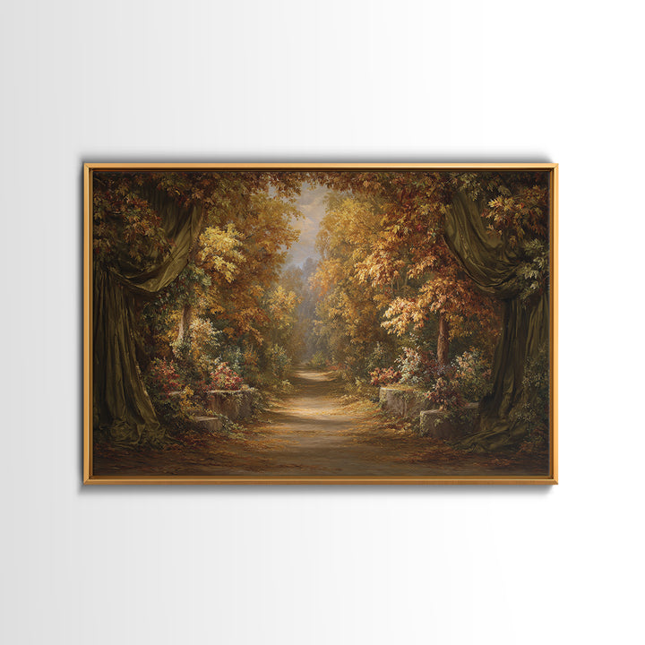 Autumn Forest Road Framed Canvas Print, Traditional Art, Wall Decor, Living Room Decor, Fine Art, Classic, Art Commissions, TRA-3x2-92