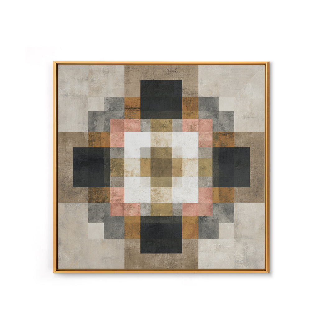 Earth Tone Geometric Pattern by Woven Cloth Framed Canvas Print, Tribal Art, Tribal Design, Living Room Decor, Fine Art, Tribal, TRI-1x1-2