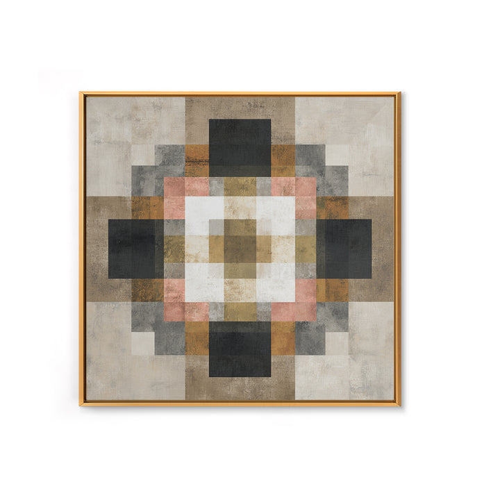 Earth Tone Geometric Pattern by Woven Cloth Framed Canvas Print, Tribal Art, Tribal Design, Living Room Decor, Fine Art, Tribal, TRI-1x1-2