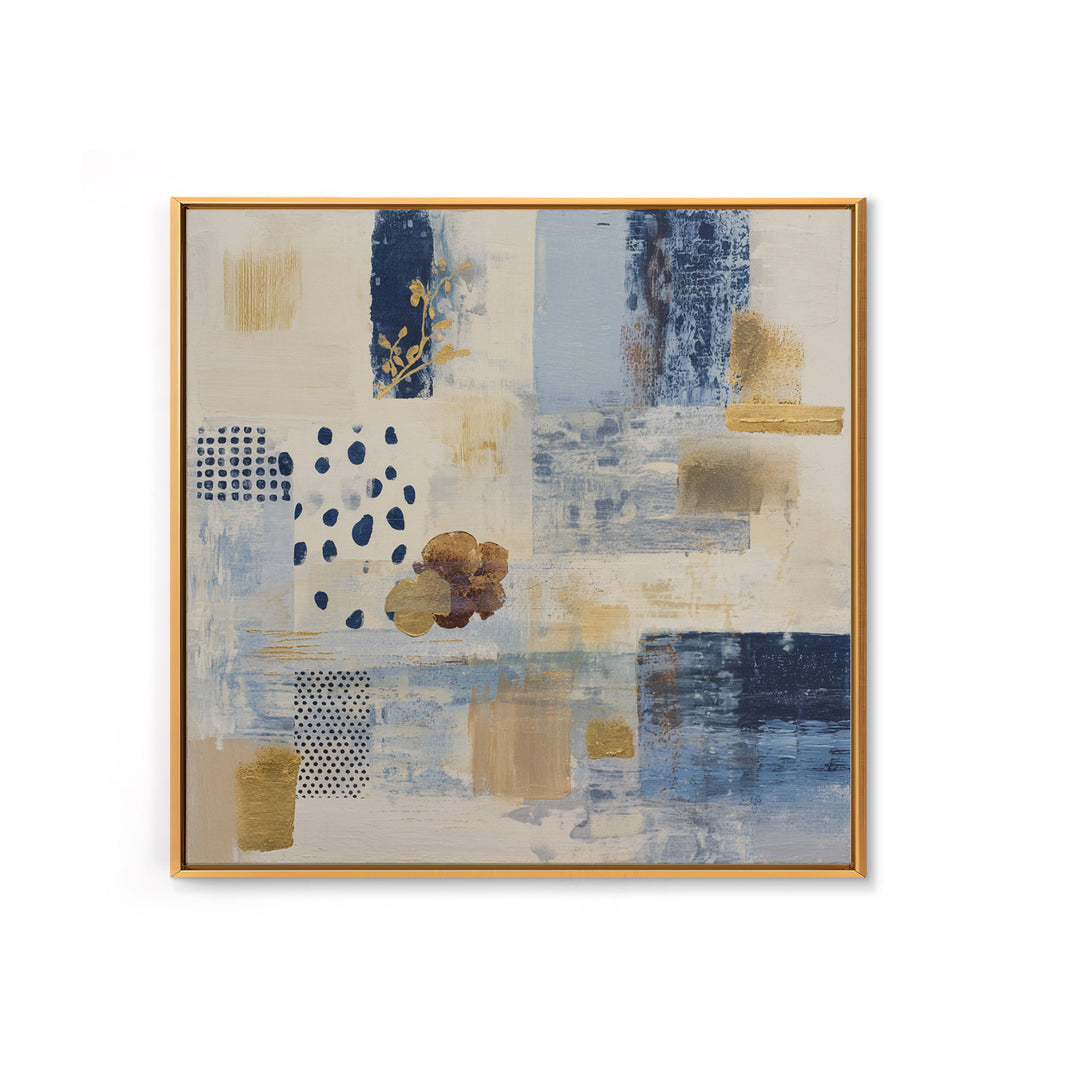 Indigo Textile Design Framed Canvas Print, Tribal Art, Boho Decor, Living Room Decor, Fine Art, Tribal, Southwestern Decor, TRI-1x1-56