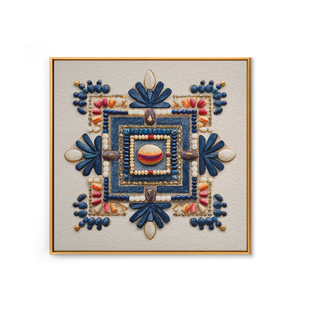 Beaded Jewelry Still Life Framed Canvas Print, Tribal Art, Fine Art Print, Living Room Decor, Watercolor Art, Tribal, TRI-1x1-58