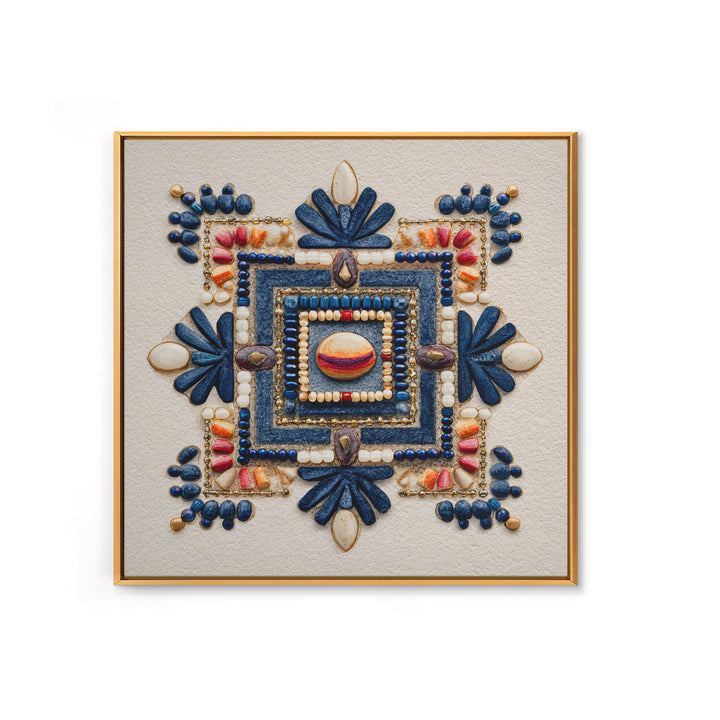 Beaded Jewelry Still Life Framed Canvas Print, Tribal Art, Fine Art Print, Living Room Decor, Watercolor Art, Tribal, TRI-1x1-58