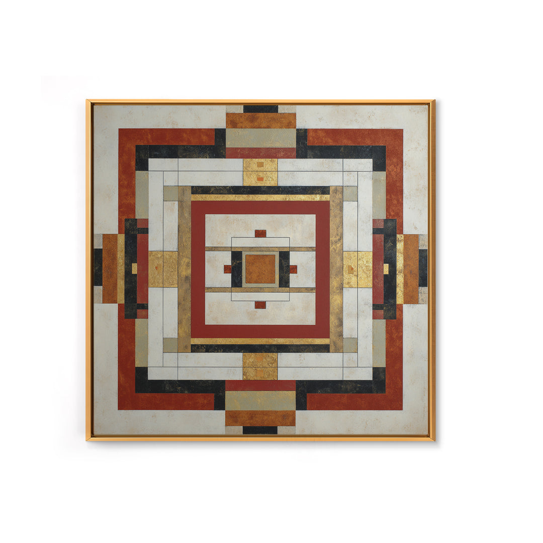 Geometric Border Design by Global Textiles Framed Canvas Print, Tribal Art, Abstract Print, Living Room Decor, Fine Art, Tribal, TRI-1x1-68