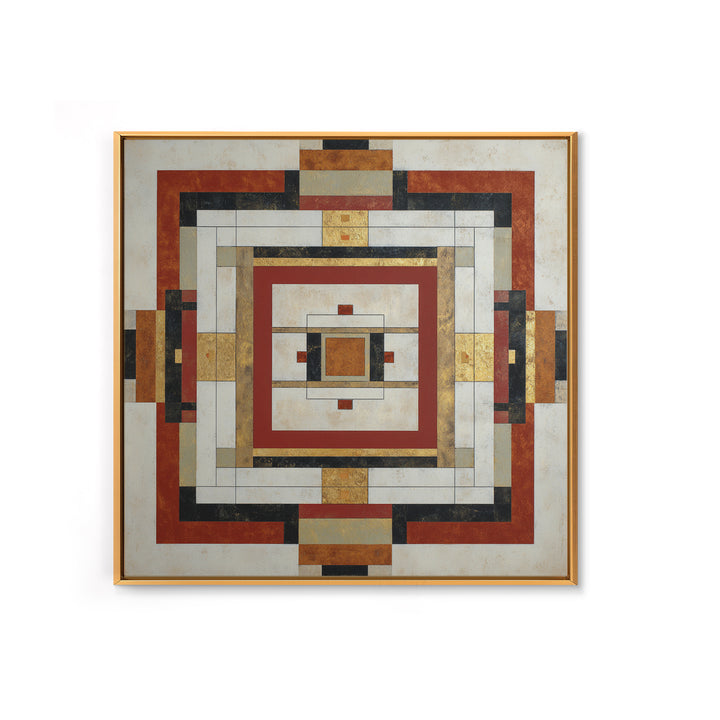 Geometric Border Design by Global Textiles Framed Canvas Print, Tribal Art, Abstract Print, Living Room Decor, Fine Art, Tribal, TRI-1x1-68