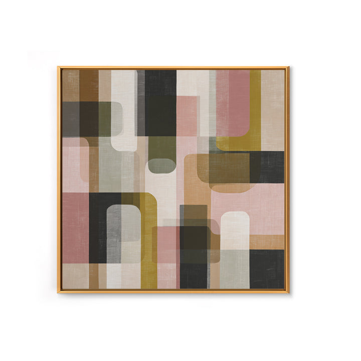 Earth Tone Geometric Pattern by Woven Cloth Framed Canvas Print, Tribal Art, Art Print, Living Room Decor, Abstract Art, Tribal, TRI-1x1-74