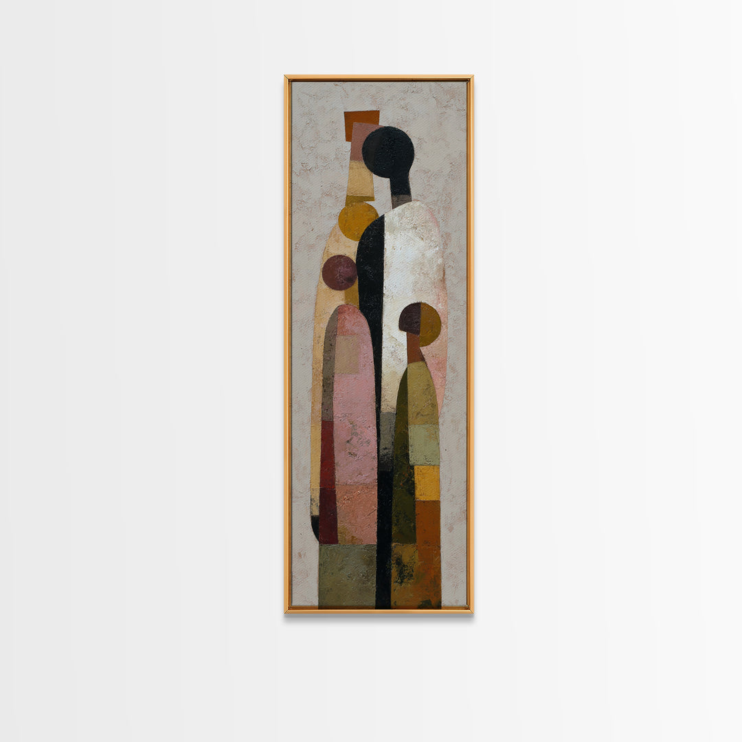 Abstract Family Figures Canvas Print, Tribal Art, Rustic Home Decor, Living Room Decor, Fine Art, Tribal, Modern Decor, TRI-1x3-11