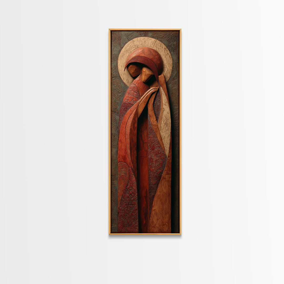 Carved Wood Figure Canvas Print, Tribal Art, Original Painting, Living Room Decor, Fine Art, Tribal, Canvas Painting, TRI-1x3-57