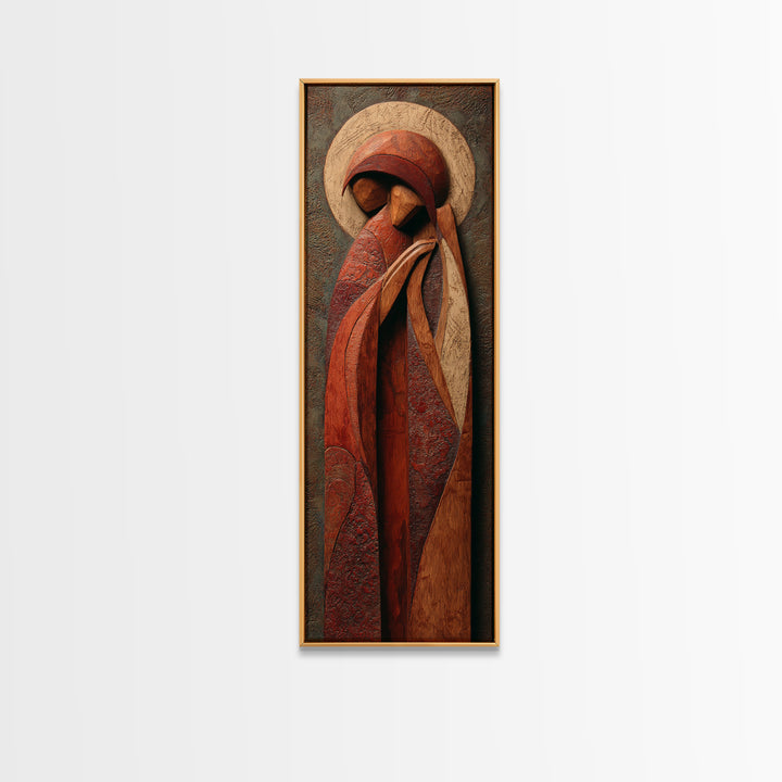 Carved Wood Figure Canvas Print, Tribal Art, Original Painting, Living Room Decor, Fine Art, Tribal, Canvas Painting, TRI-1x3-57