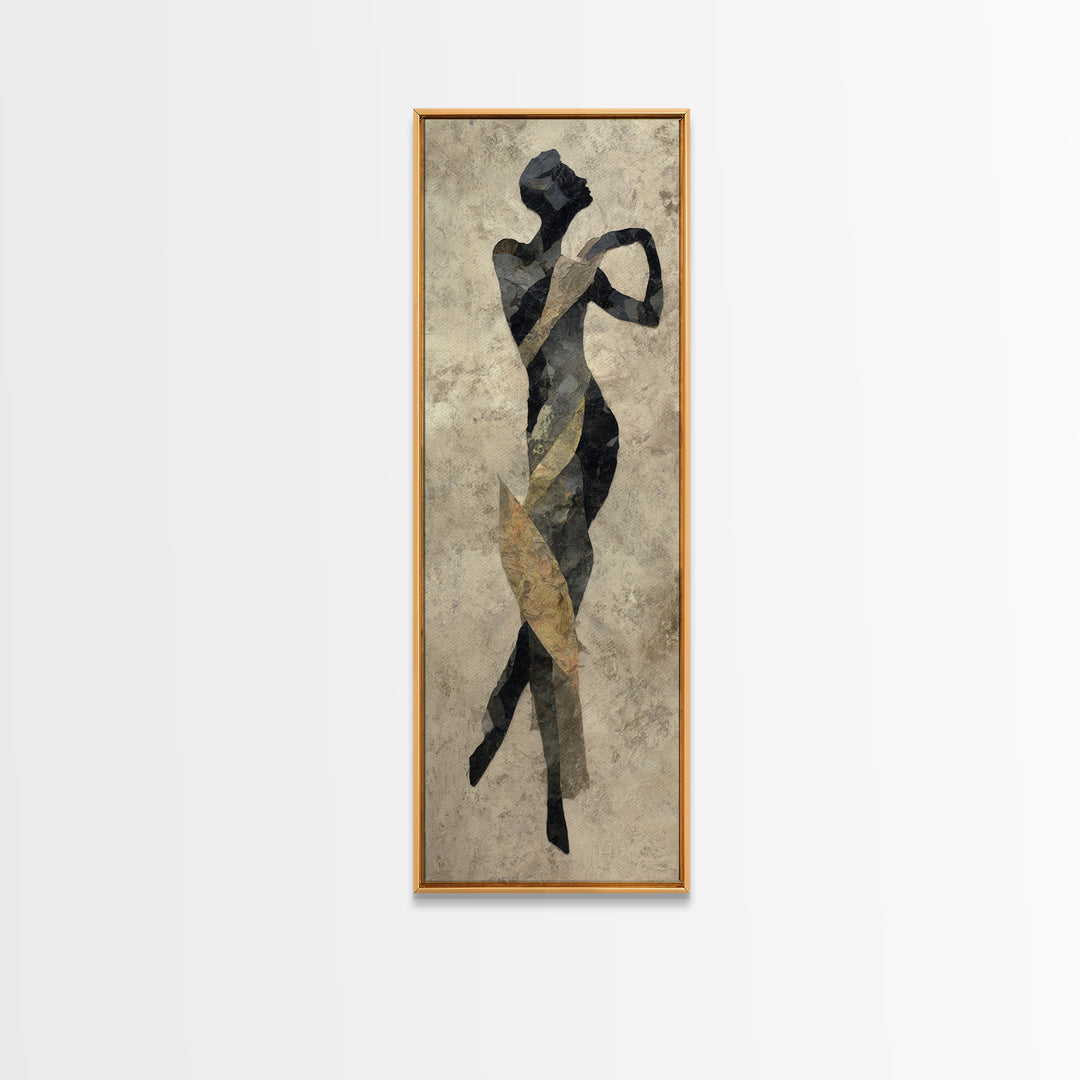 Ceremonial Dancer Silhouette Canvas Print, Tribal Art, Living Room Decor, Oil Painting, Tribal, Unique Wall Art, TRI-1x3-63
