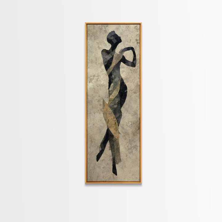 Ceremonial Dancer Silhouette Canvas Print, Tribal Art, Living Room Decor, Oil Painting, Tribal, Unique Wall Art, TRI-1x3-63