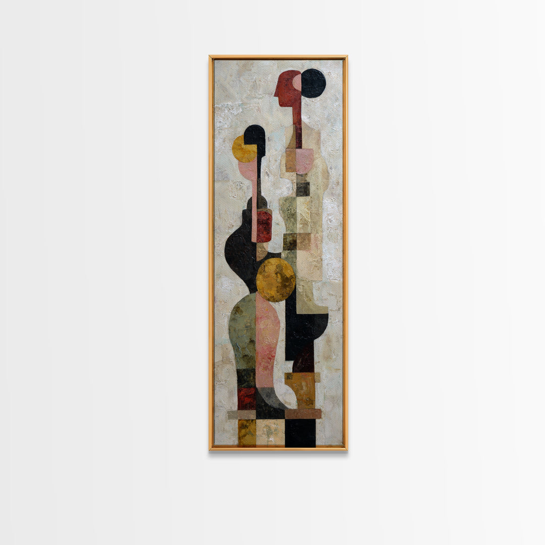 Abstract Family Figures Framed Canvas Print, Tribal Art, Room Decor, Living Room Decor, Fine Art, Tribal, Abstract Wall Art, TRI-1x3-83