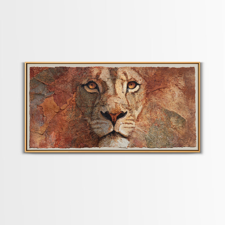 Lion Mask Abstraction Framed Canvas Print, Tribal Art, Living Room Decor, Tribal, Rustic Home Decor, Black and White Art, TRI-2x1-60