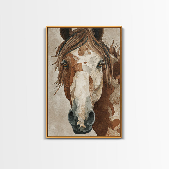 Tribal Horse Pattern Framed Canvas Print, Tribal Art, Art, Living Room Decor, Abstract Art, Tribal, Gallery Wall Art, TRI-2x3-26