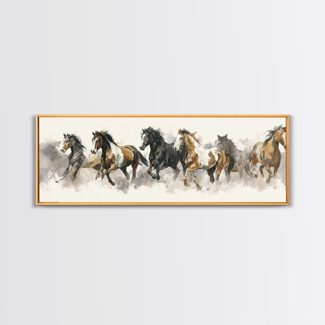 Tribal Horse Pattern Framed Canvas Print, Tribal Art, Boho Wall Decor, Living Room Decor, Fine Art, Tribal, Southwestern Decor, TRI-3x1-10